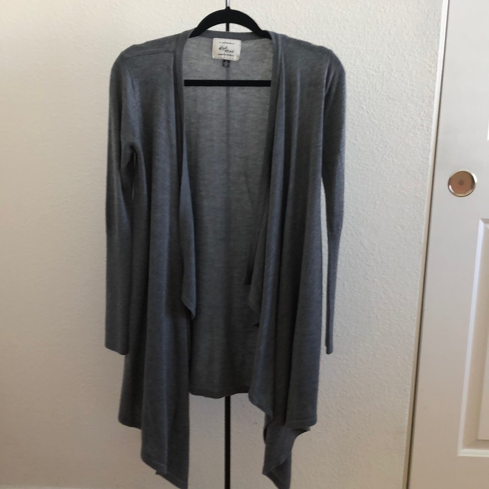 Long grey knit cardigan